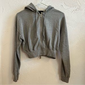 Forever 21 Cropped Zip Front Hoodie Size S
